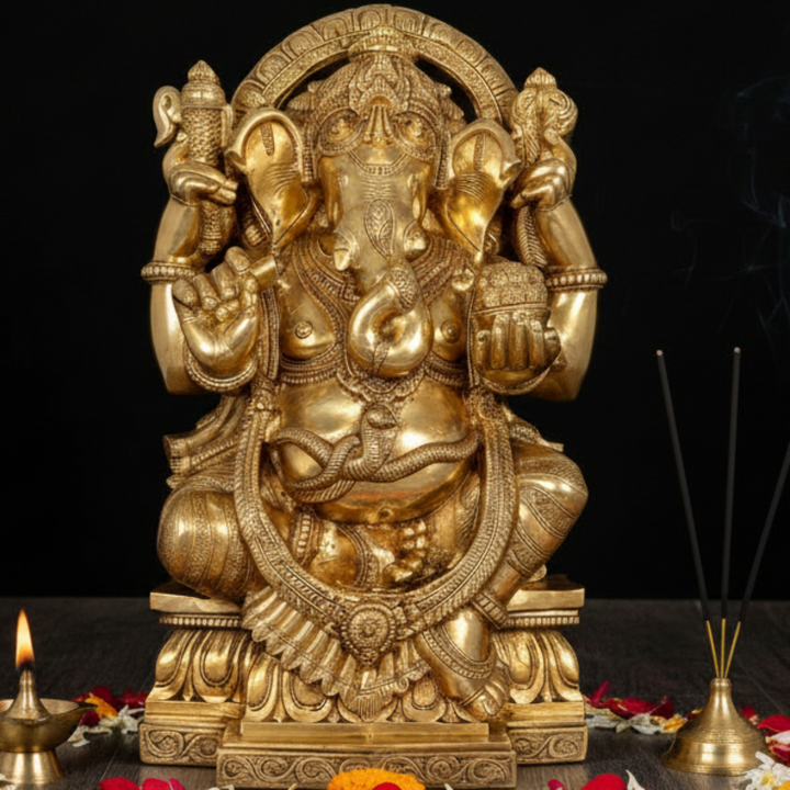 Brass Large Ganesha Statue For Home Office Decor Showpiece 3 Feet 461253