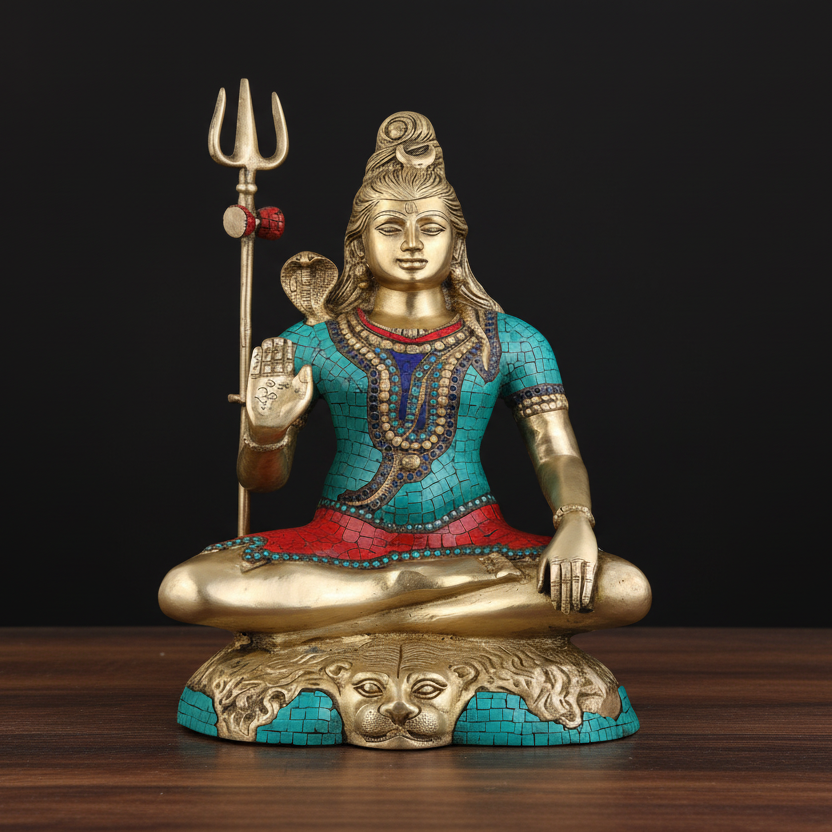 Brass Large Lord Shiva Statue Stone Work For Home Decor 2 Feet 374800