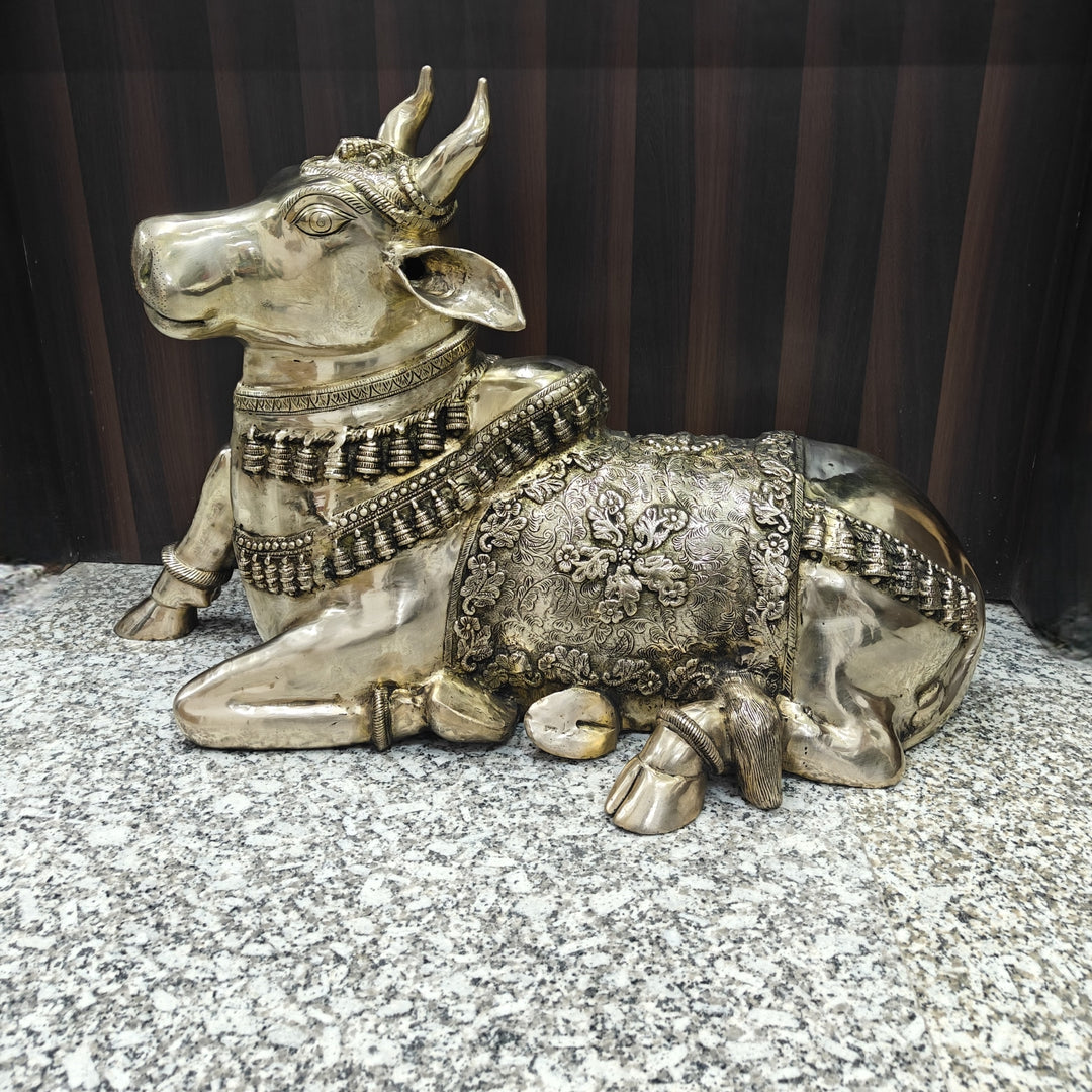 Brass Large Nandi Sculpture Antique Finish 33 inches 463724