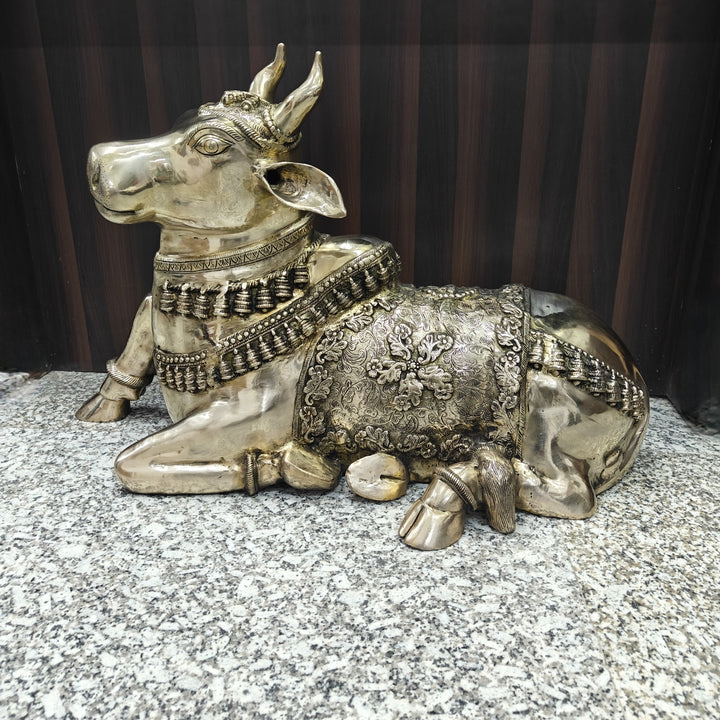 Brass Large Nandi Sculpture Antique Finish 33 inches 463724