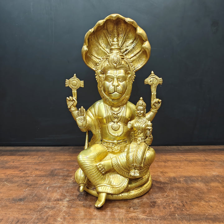 Brass Large Narasimha Lakshmi Idols Golden Finish 2 Feet 463628