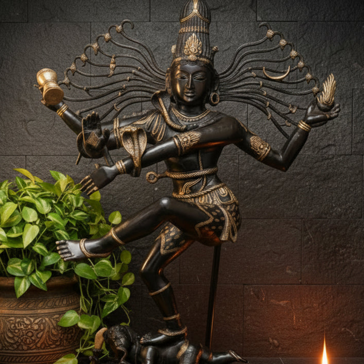 Brass Large Nataraja Statue Dancing Shiva Black Patina Finish 5 Feet