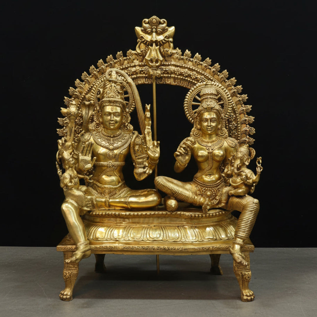 Brass Large Shiva Family Idol Shiv Parivar Home Temple Decor 4.5 Feet 461143