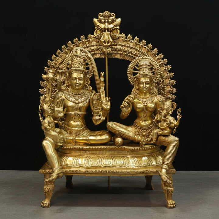 Brass Large Shiva Family Idol Shiv Parivar Home Temple Decor 4.5 Feet 461143