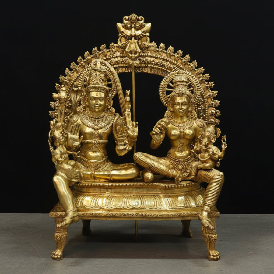 Brass Large Shiva Family Idol Shiv Parivar Home Temple Decor 4.5 Feet 461143