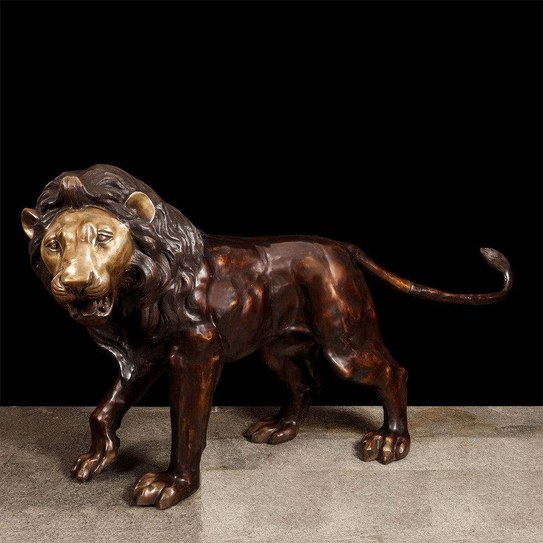 Brass Large Size Lion Statue Sculpture Decor Showpiece 77 Inches 463786