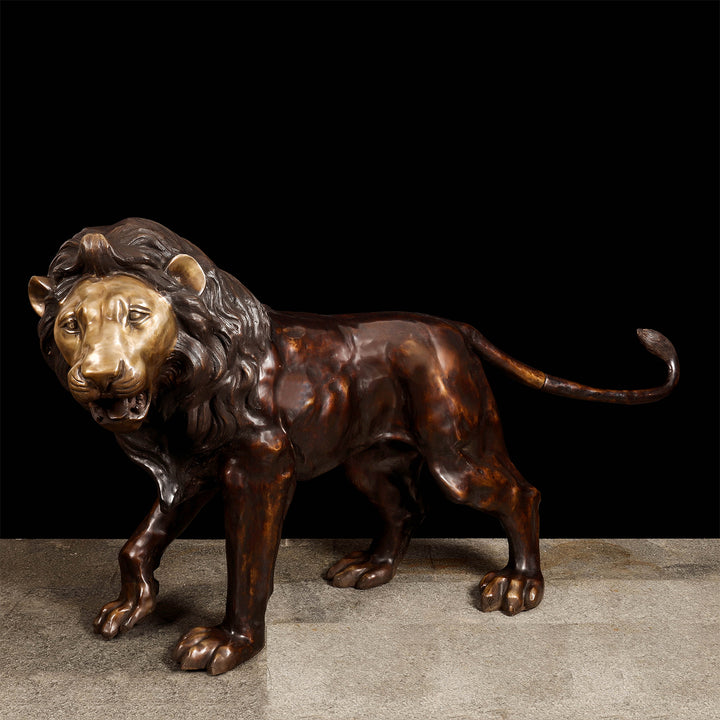 Brass Large Size Lion Statue Sculpture Decor Showpiece 77 Inches 463786