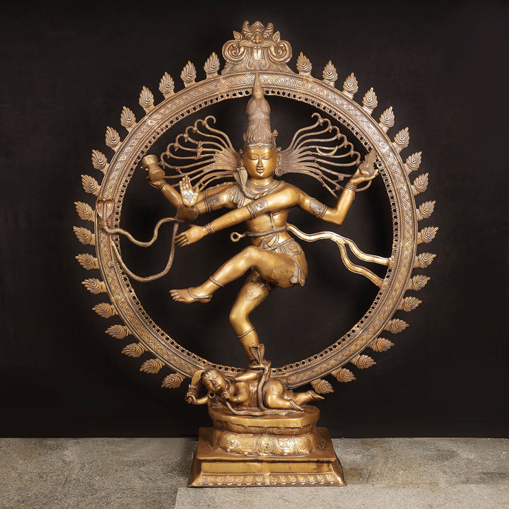 Brass Large Size Nataraja Idol Dancing Shiva Sculpture Antique Finish 6 Feet 463785