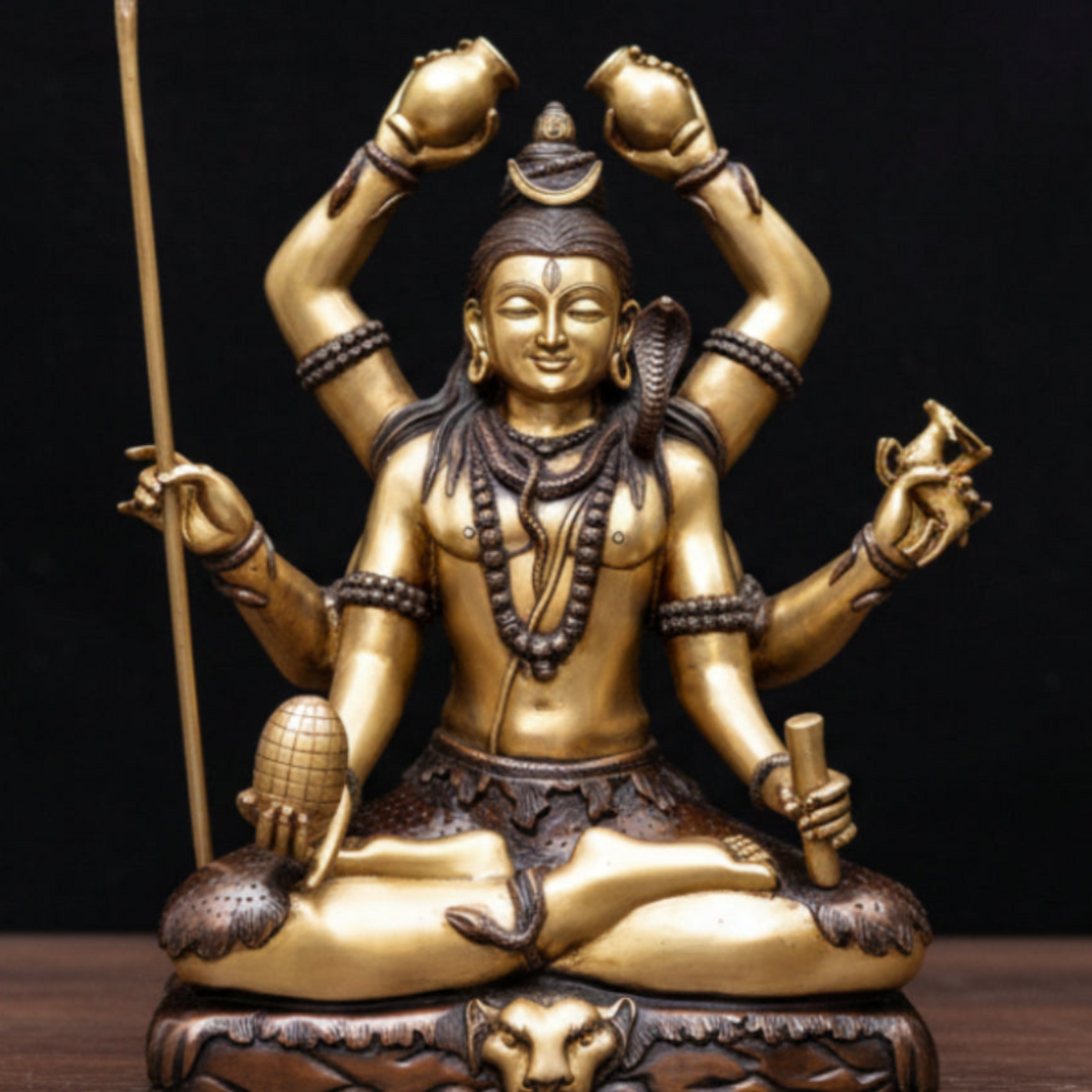 Brass Large Size Rare Shiva Idol With 6 Hands Exclusive Home Pooja Décor Statue 2.5 Feet