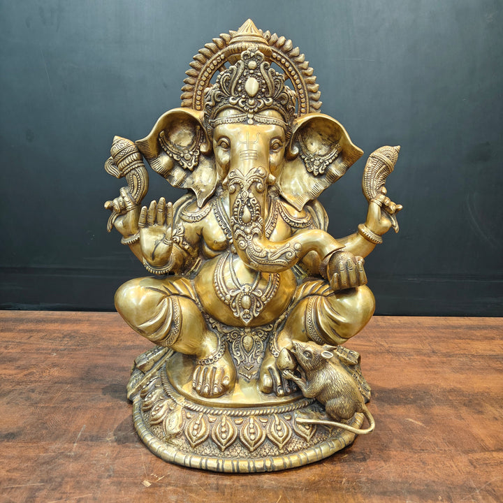 Brass Lord Ganesha Idol Antique Finish For Home Decor 2 Feet 463742