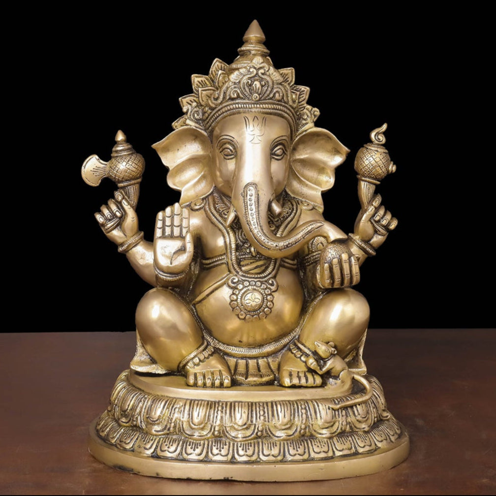 Brass Lord Ganesha Statue For Home Decor 14 Inches 463828