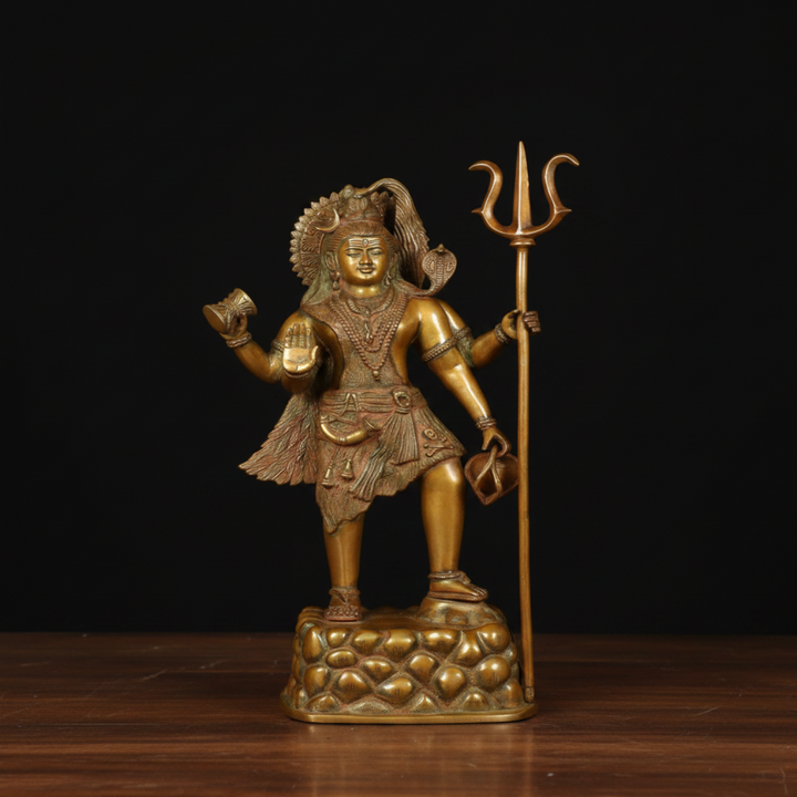 Brass Lord Standing Shiva Statue Antique Finish For Home Decor 27 Inch 108200