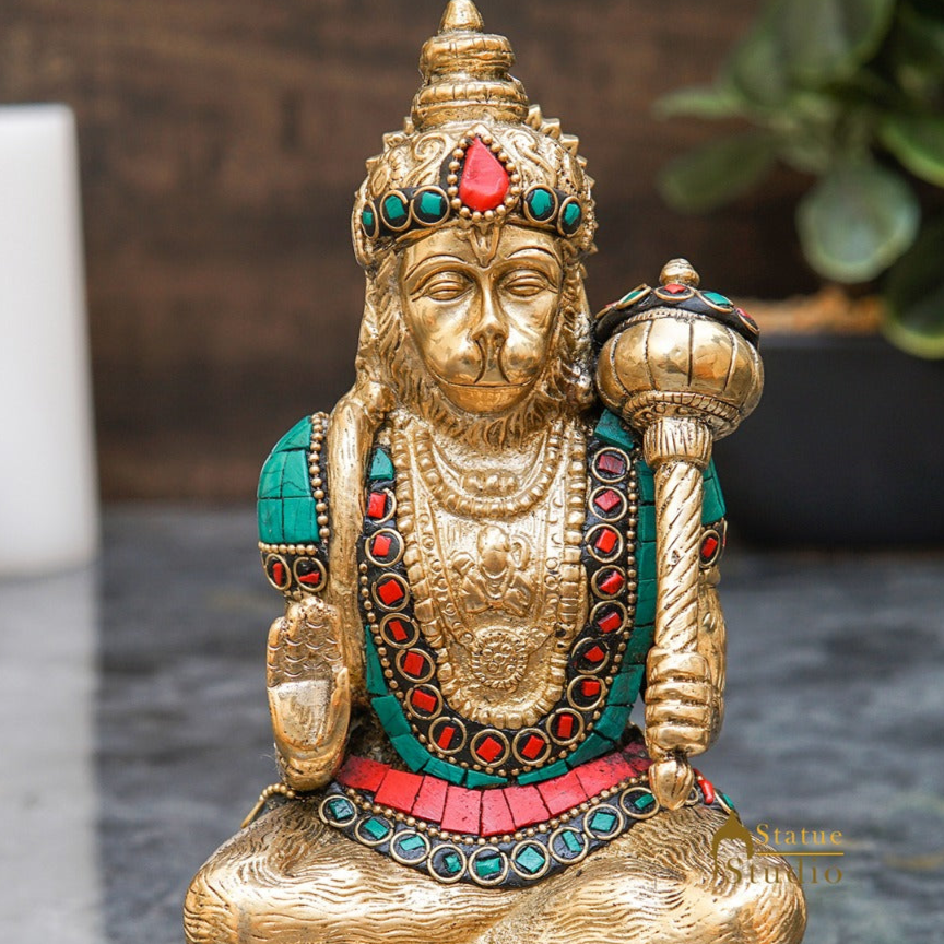 Brass Hanuman Idol Mahabali Hindu God Statue Home Puja Room Dacor brass-hanuman-idol-mahabali-hindu-god-statue-home-puja-room-dacor