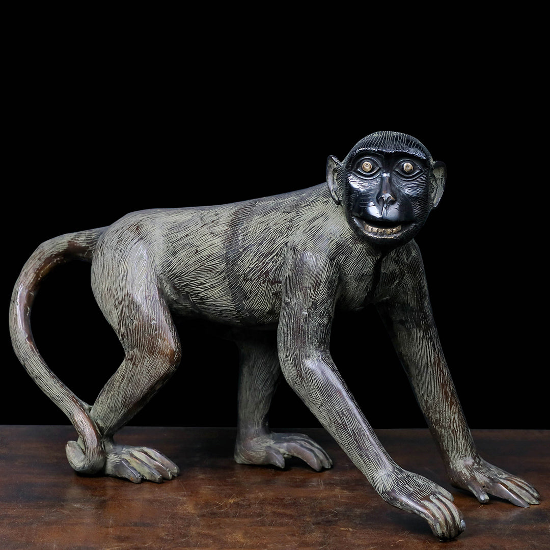 Brass Monkey Statue Sculpture Antique Finish For Decor Showpiece 20 Inch 463815