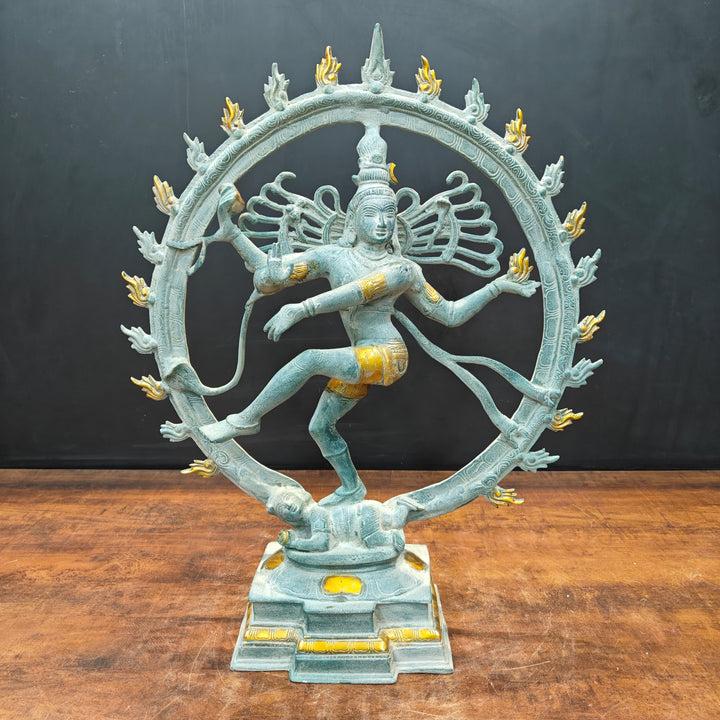 Brass Nataraja Idol Dancing Shiva Sculpture Antique Finish 2 Feet 463623