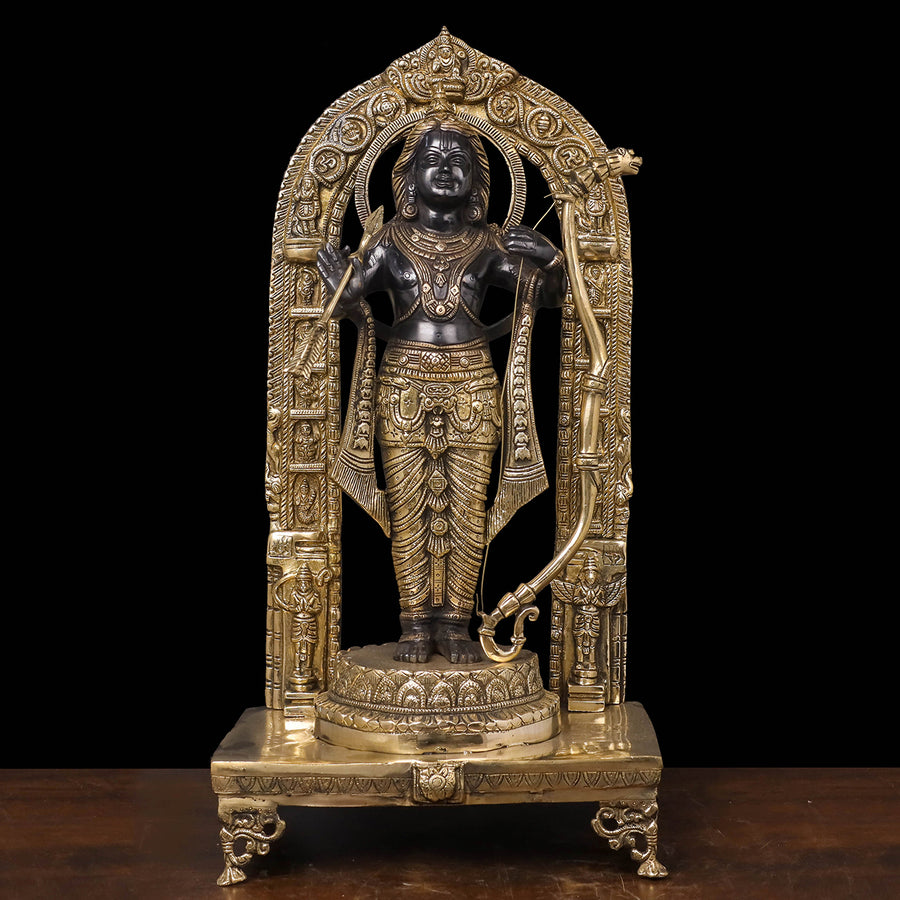 Brass Ram Lalla Statue With Arch and Enhanced Carvings 2 Feet 463817