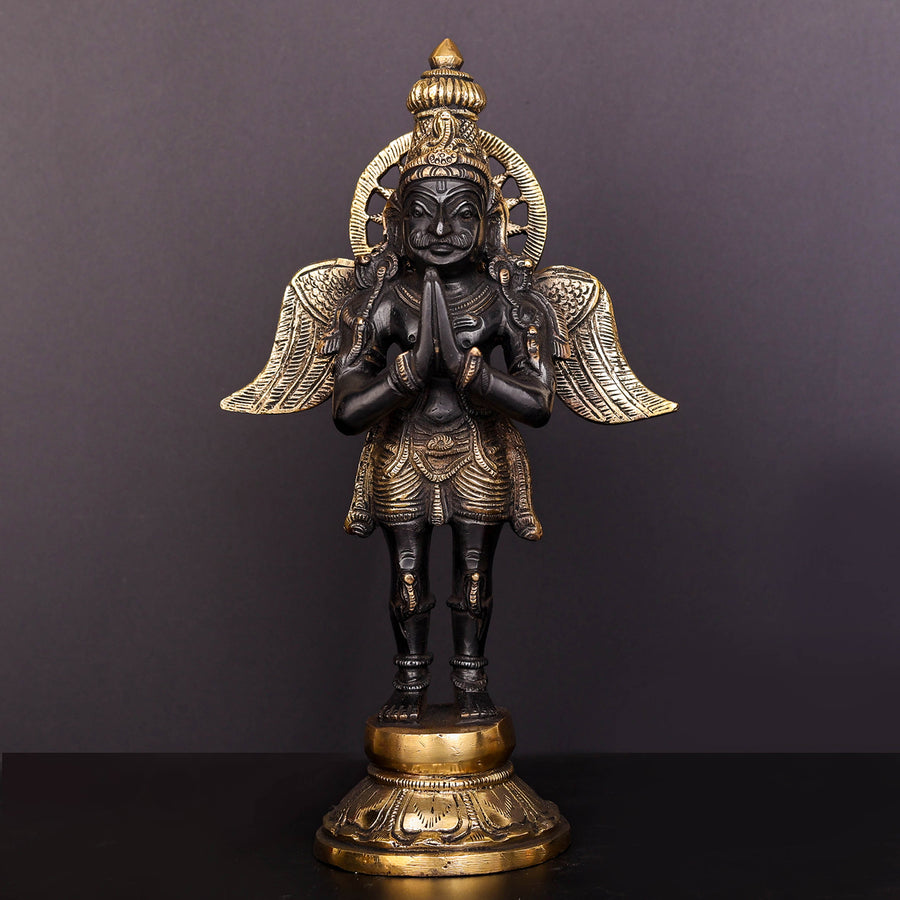 Brass Standing Garuda Idol Antique Finish Vishnu Vahana 12 Inch 463427