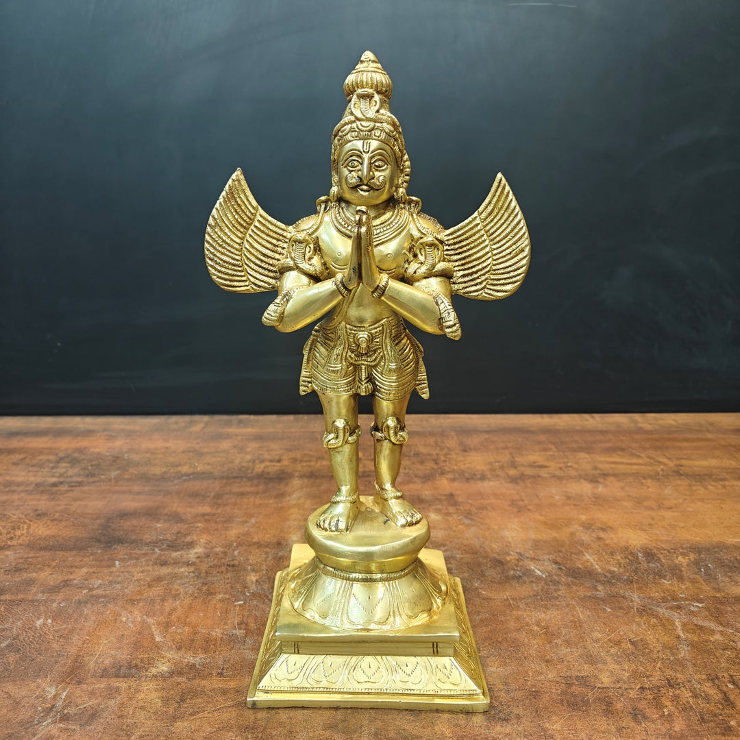 Brass Standing Garuda Idol Golden Finish 15 Inch 463583