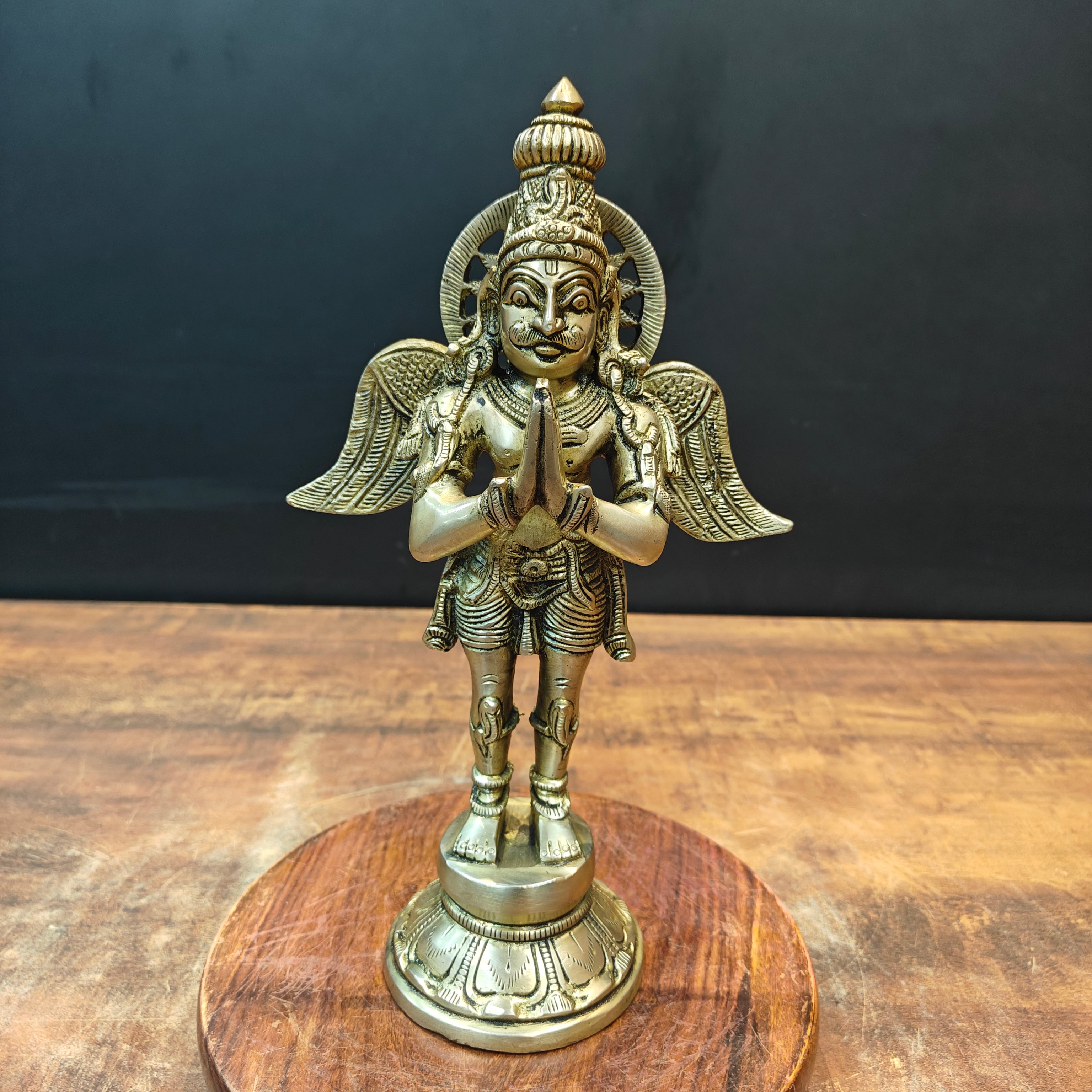 Lampada A Olio In Ottone Garuda Aarti Vishnu Vahana – Rara Collection Artigianale Indiana, 15x7,6x12,7cm, Per Tempio O Decorazione