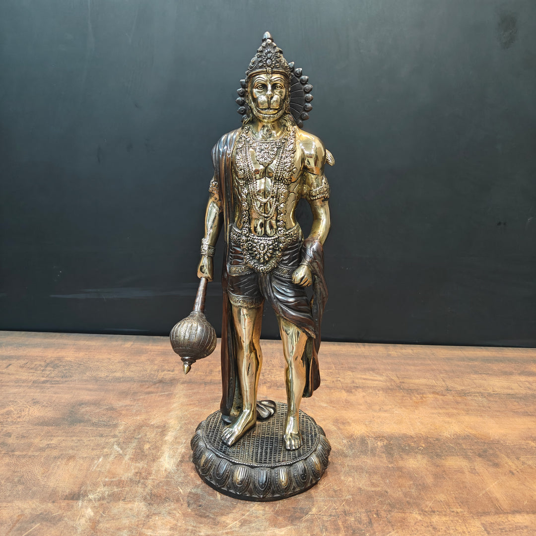 Brass Standing Hanuman Idol Antique Finish 2 Feet 463486