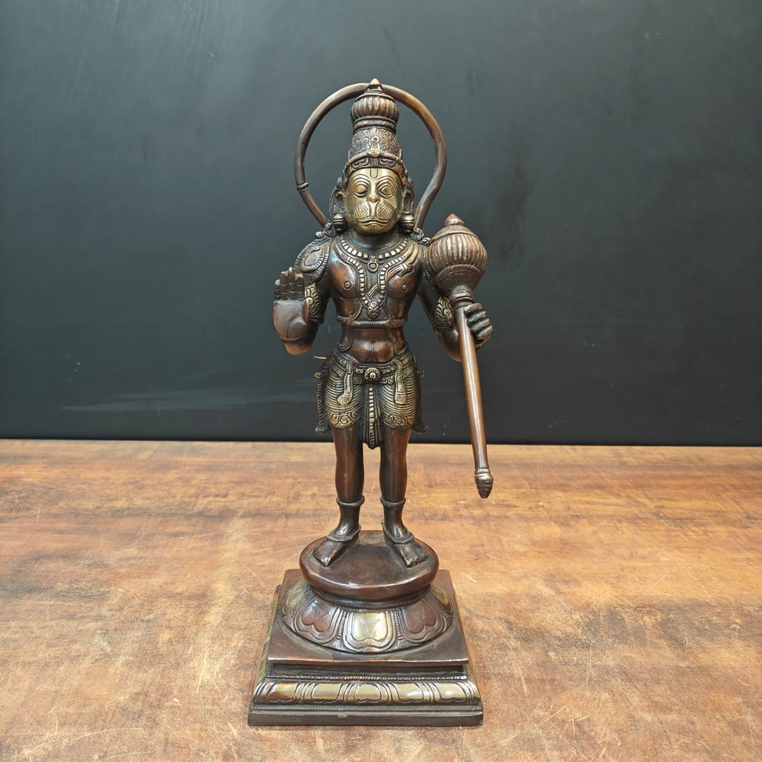 Brass Standing Hanuman Statue Black Gold Finish 14 Inch 463511