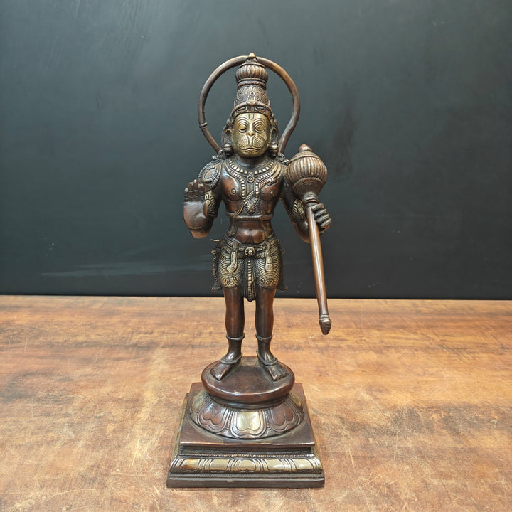Brass Standing Hanuman Statue Black Gold Finish 14 Inch 463511