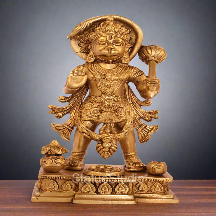 Brass Standing Hanuman Statue For Home Decor Showpiece 11" - 94100
