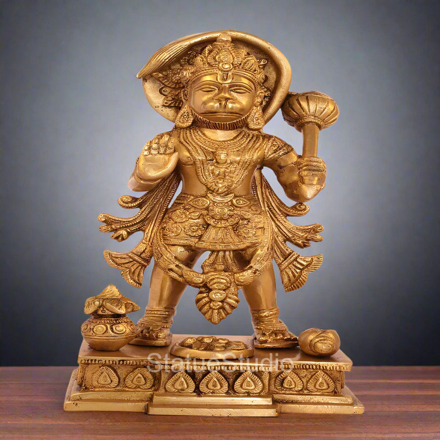 Brass Standing Hanuman Statue For Home Decor Showpiece 11" - 94100