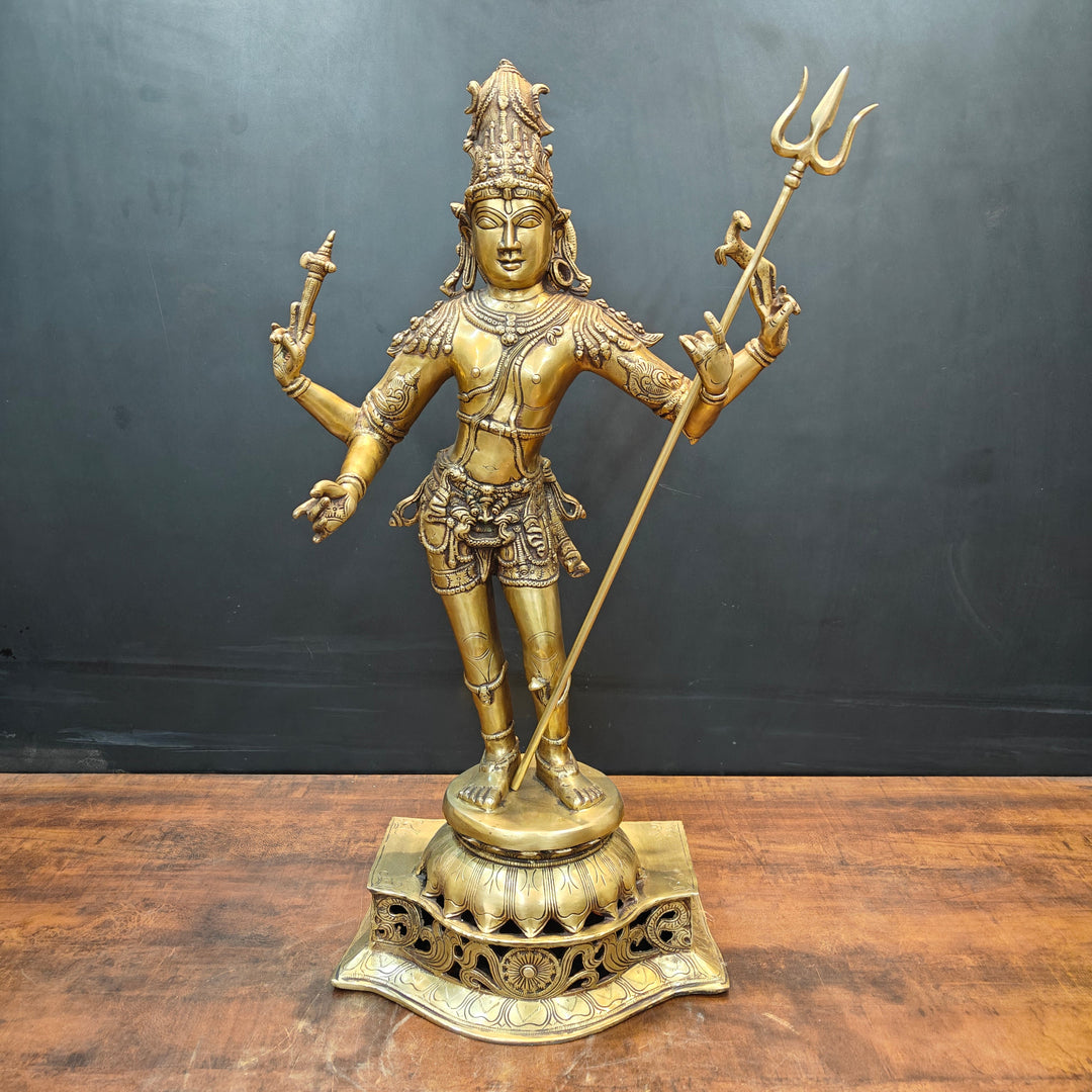 Brass Standing Lord Shiva as Pashupatinath Statue 32 Inches 463747