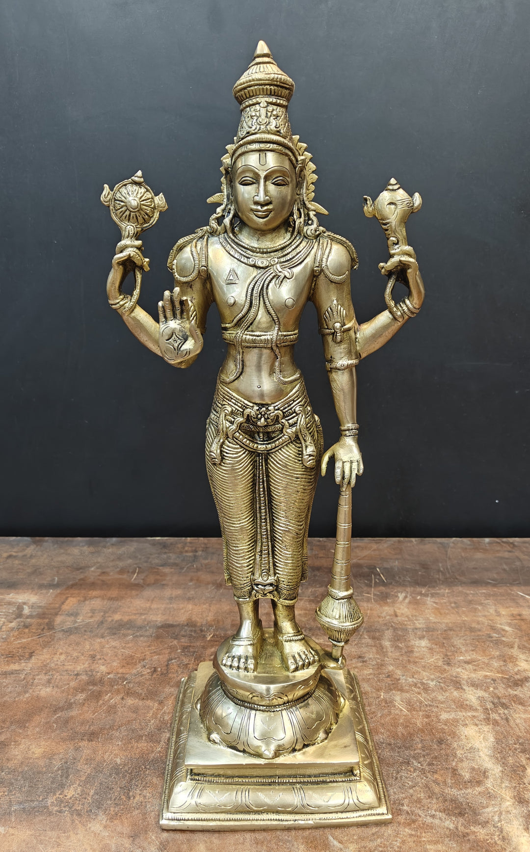 Brass Standing Vishnu Statue Antique Finish 20 Inches 463639