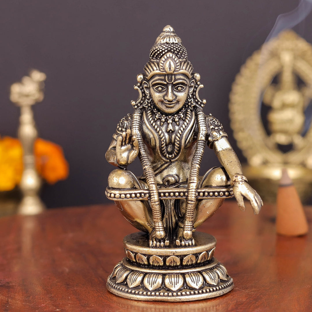Brass Superfine Ayyappa Swamy Idol 3.5 Inch 463855