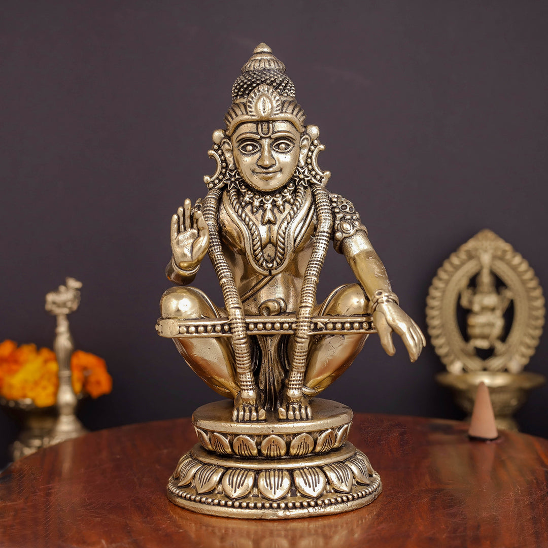 Brass Superfine Ayyappa Swamy Idol 6 Inches 463858