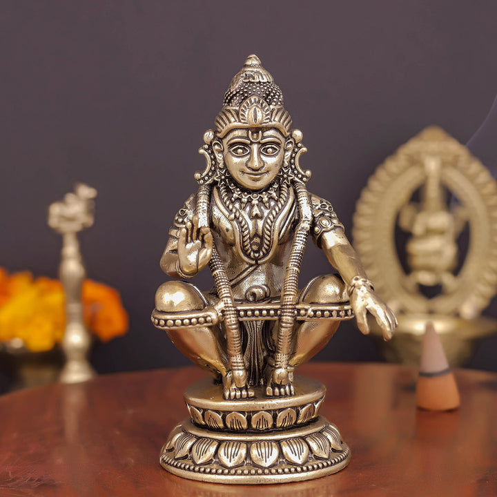 Brass Superfine Ayyappa Swamy Idol For Home Decor 4 Inch 463856
