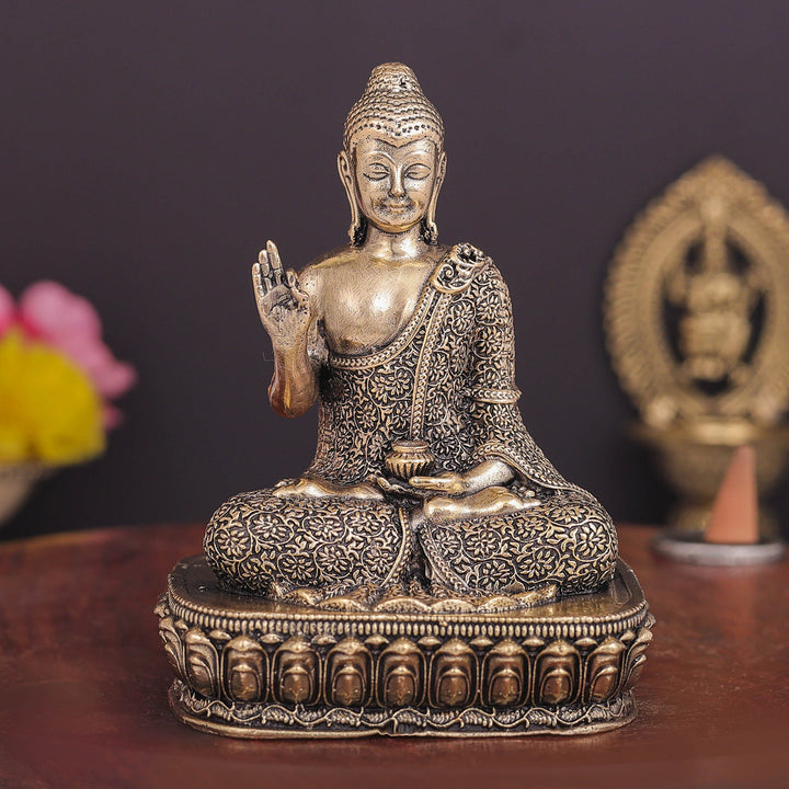 Brass Superfine Blessing Buddha Statue 4 Inch 463895