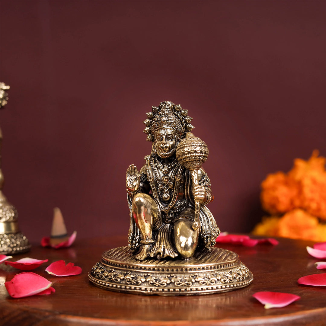 Brass Superfine Blessing Hanuman Idol 3.5 Inch 463807