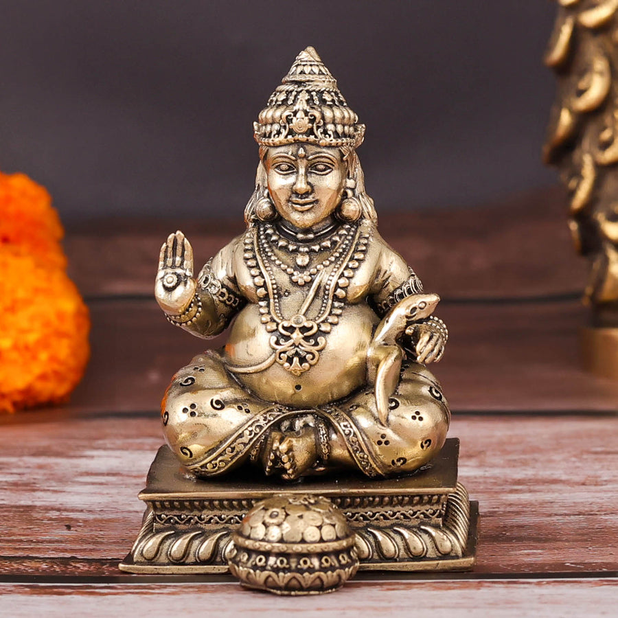 Brass Superfine Blessing Lord Kubera Idol 3 Inch 463963