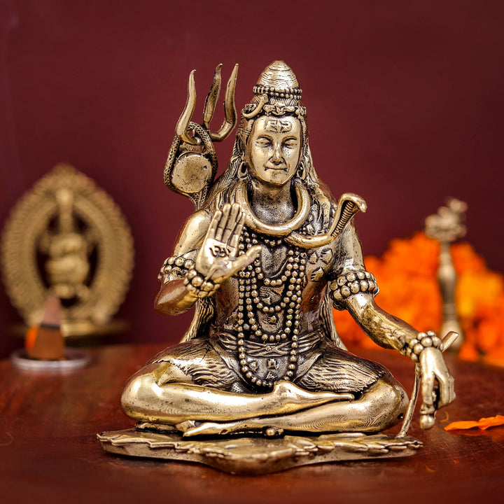 Brass Superfine Blessing Shiva Idol 4 Inch 463875