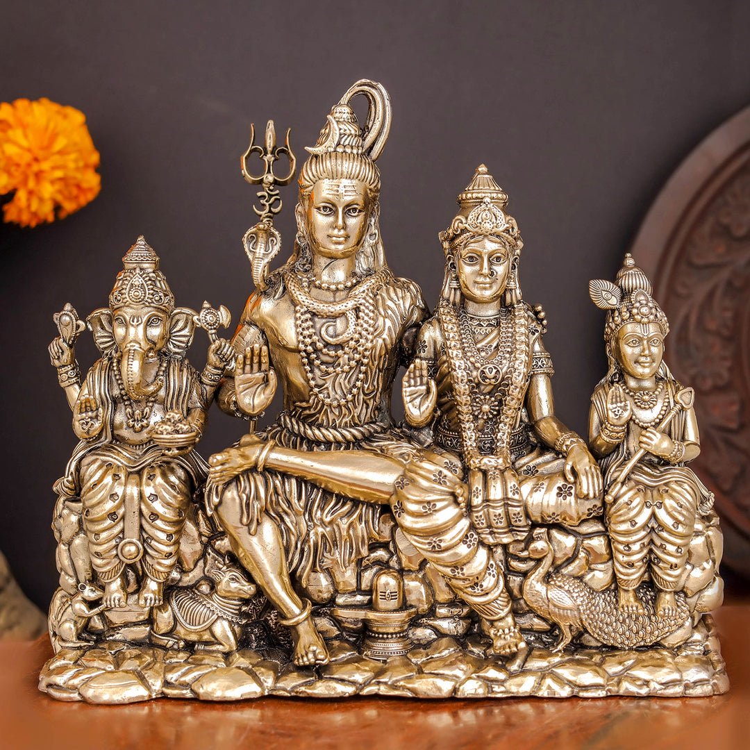 Brass Superfine Complete Shiv Parivar Idol For Home Temple Decor 7.5 Inch 463870