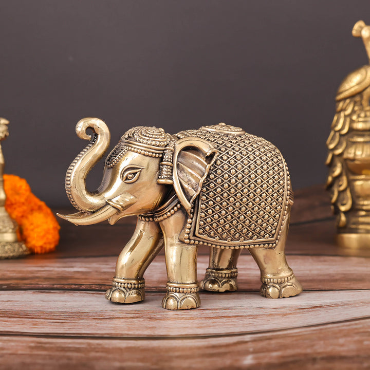 Brass Superfine Elephant Miniature Showpieces 3.5 Inch 463957