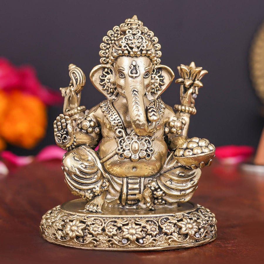 Brass Superfine Ganesha Idol 2.7 Inch 463765