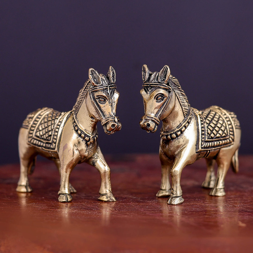 Brass Superfine Horse Pair Miniature Showpieces 2 Inch 463903