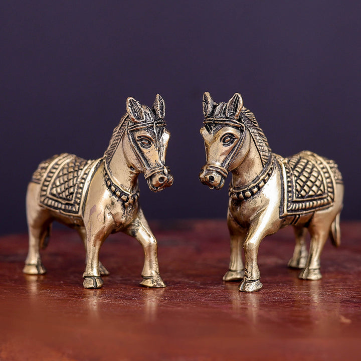 Brass Superfine Horse Pair Miniature Showpieces 2 Inch 463903