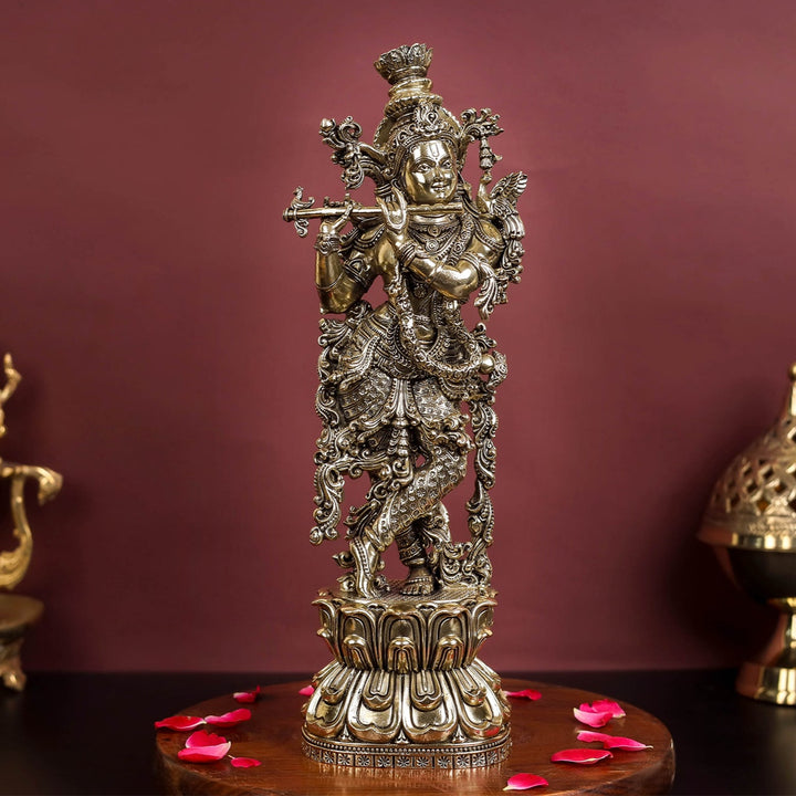 Brass Superfine Krishna Idol For Home Temple Decor 11 Inches 463801
