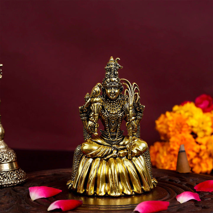 Brass Superfine Lalita Devi Rajarajeshwari Idol Golden Finish 4 Inch 463793