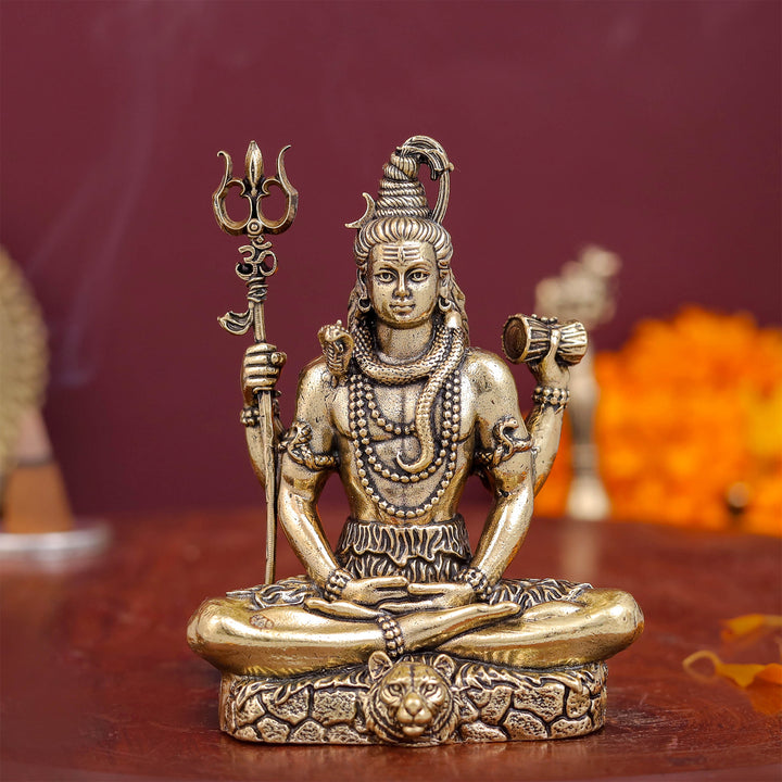 Brass Superfine Lord Shiva Idol For Home Temple Decor 3 Inch 463871