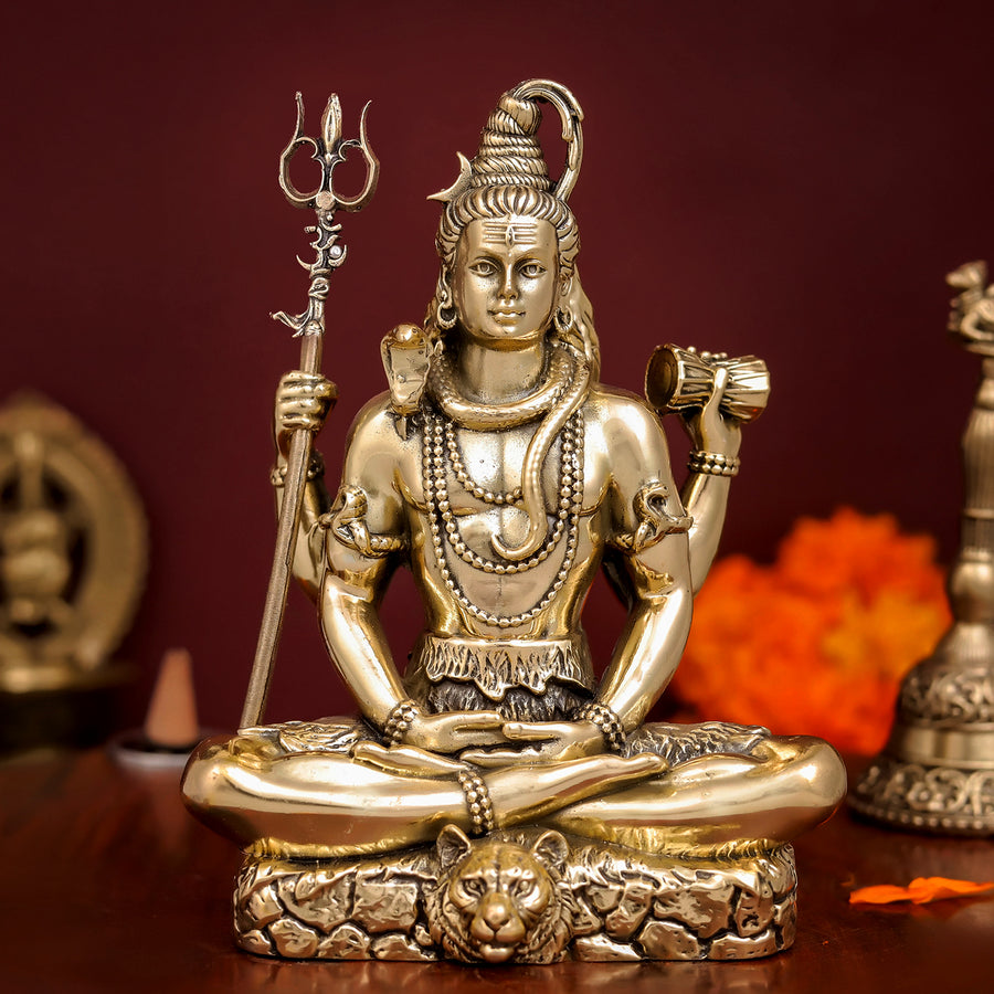 Brass Superfine Lord Shiva Idol Intricately Crafted 5 inch 463877