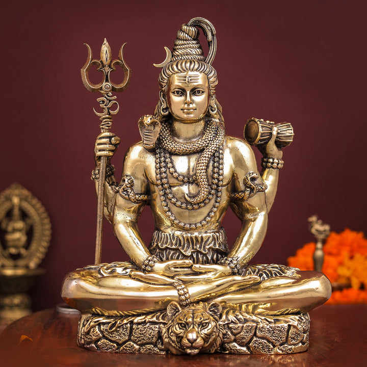 Brass Superfine Lord Shiva Idol intricate carvings 7 inch 463880