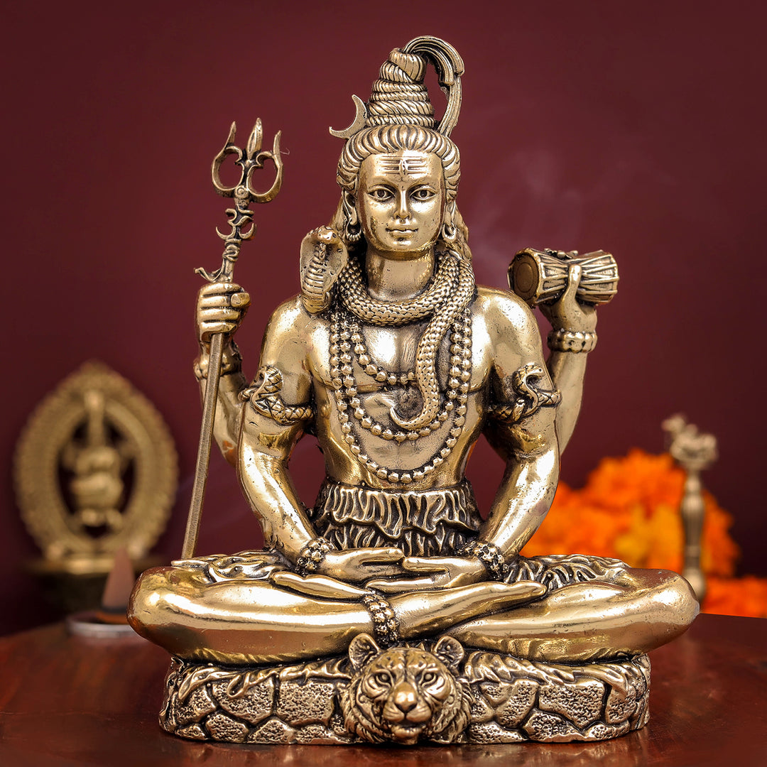 Brass Superfine Meditating Shiva Idol 6 inch 463879