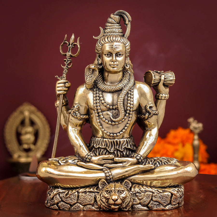 Brass Superfine Meditating Shiva Idol 6 inch 463879