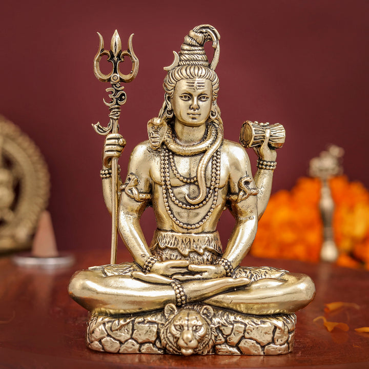 Brass Superfine Meditation Lord Shiva Idol 4 Inches 463873